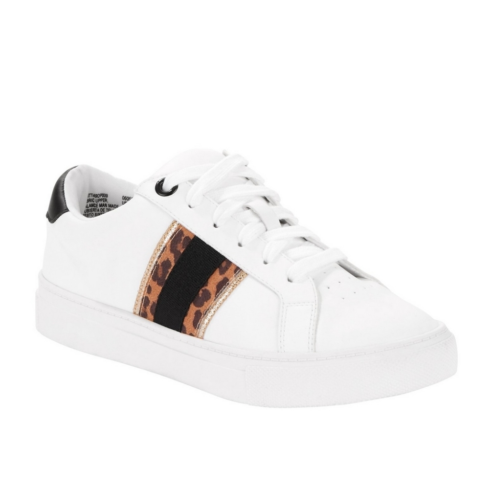 White leopard sneakers